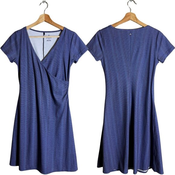 prAna Nadia Short Sleeve Wrap Mini Dress Women's XS Purple Active Activewear - Picture 1 of 11